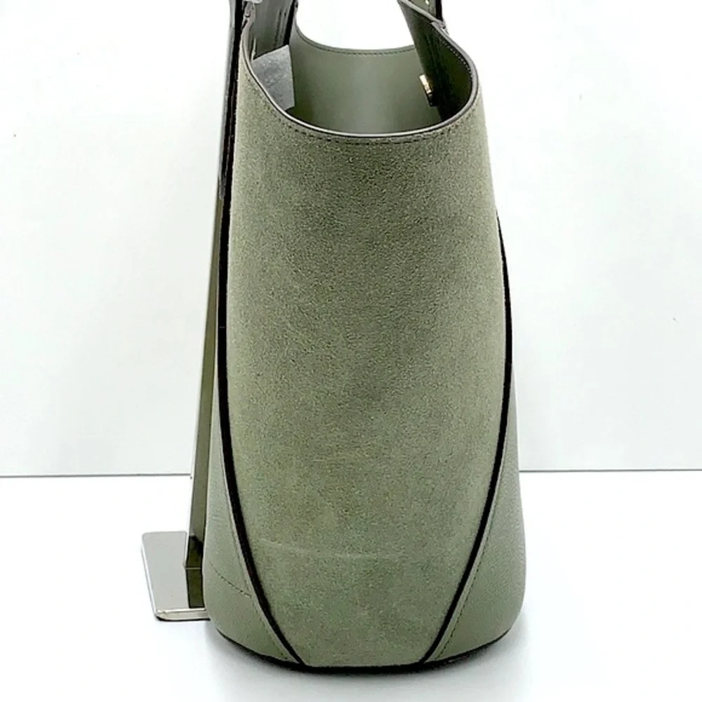 MICHAEL KORS PORTIA LARGE TOTE ARMY GREEN COLOR PEBBLED LEATHER/SUEDE - Picture 5 of 16